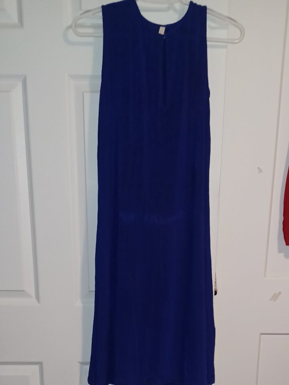 Women's Blue Navy Sheer/Soft fabric Mini Dress - Casual Scoop Neck